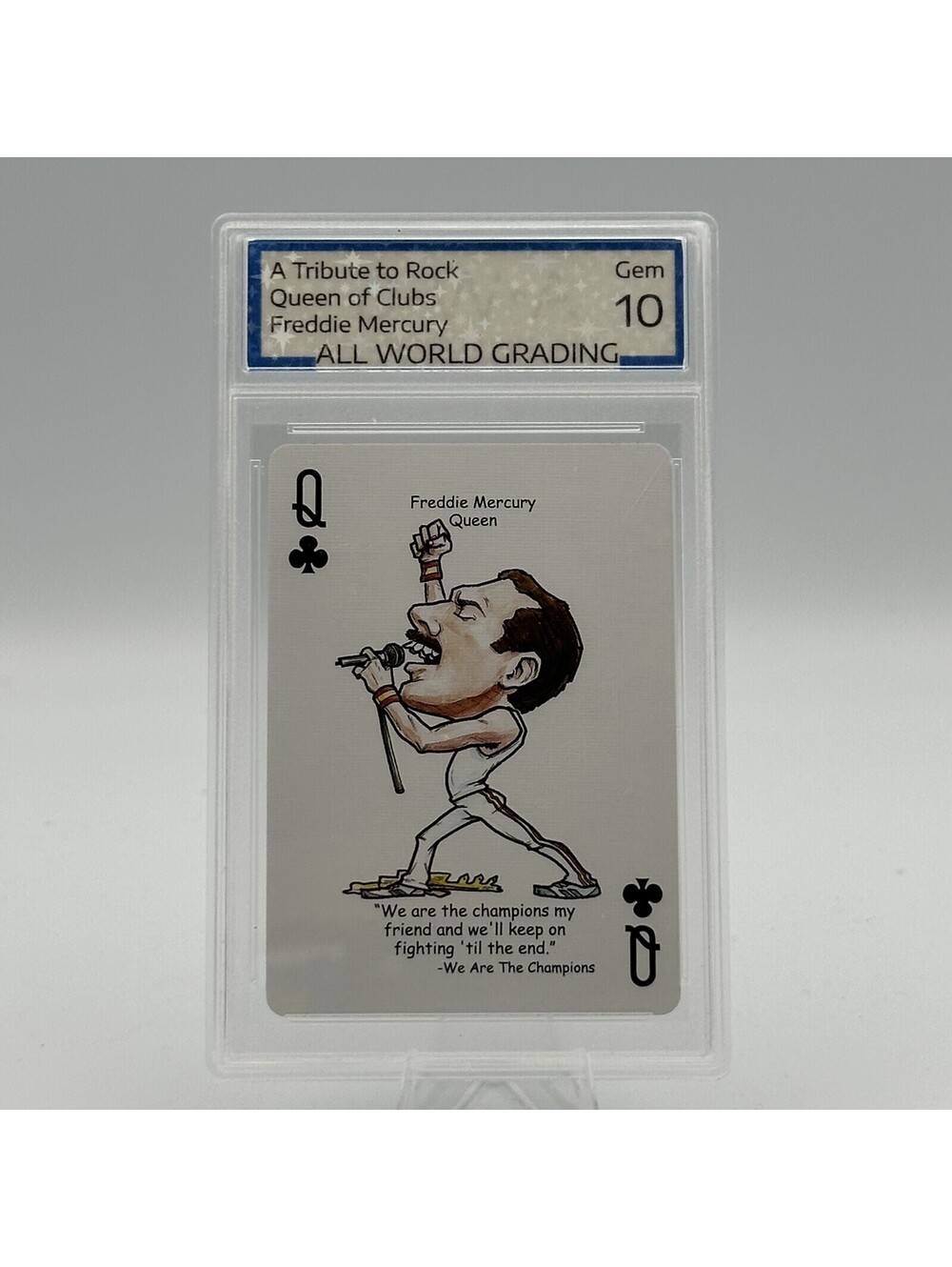 Freddie Mercury Queen of Clubs Playing Card AWG Gem 10 Tribute to Rock